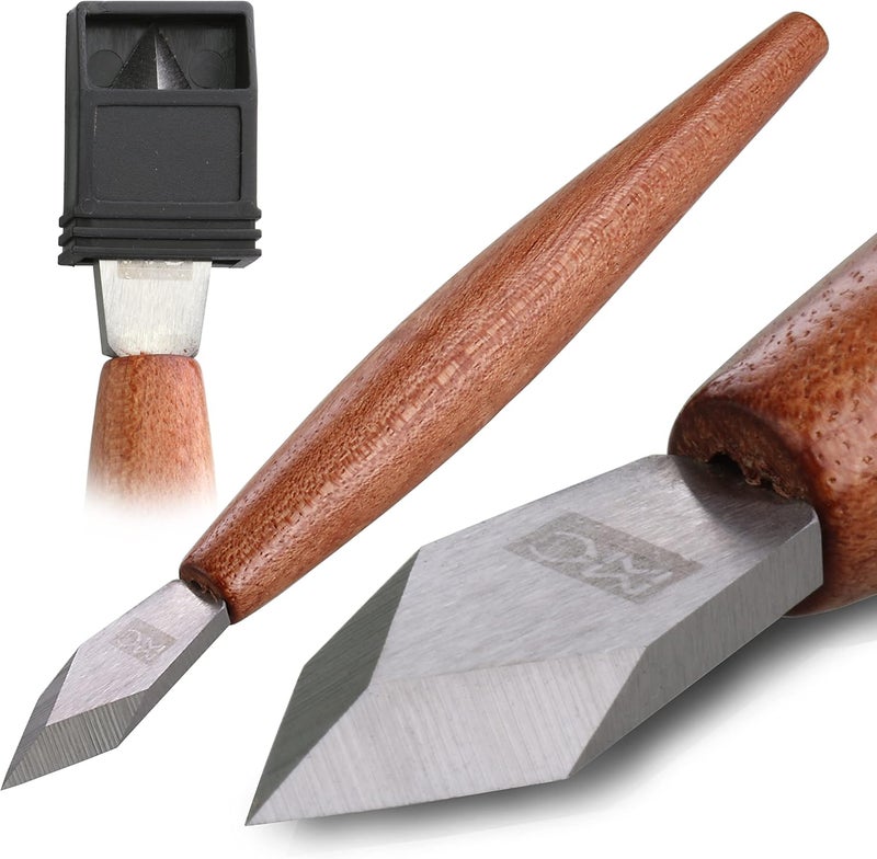 MKC Marking Knife with Plastic Protector, Marking Gauge Woodworking, Premium Woodworking Tool with High Speed Steel Sharp Blade, Beautiful Rose Wood Handle - Image 1